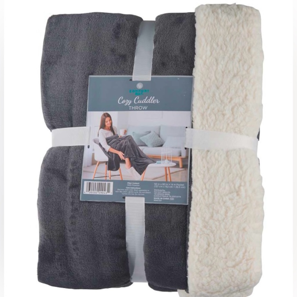 Cozy Cuddler Gray Throw 50” X 60” With A 14” Pocket For Your Feet
